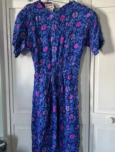 Maggy London Vintage 80s by Jennifer Booher 100% silk Floral dress - Size 10