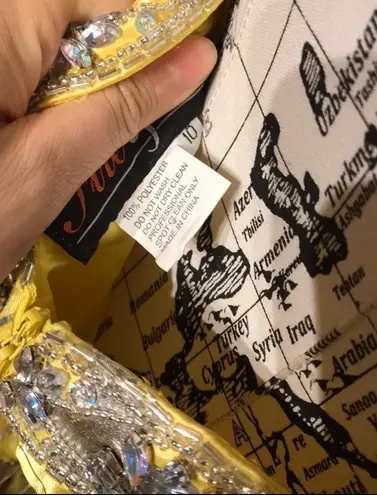 Embellished Formal Evening Prom Gown Crisscross Straps Open Back Metallic Yellow