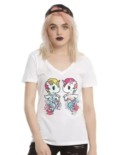 Tokidoki  Mirrored Mermicorno White Graphic T-Shirt Size XL EUC #0045