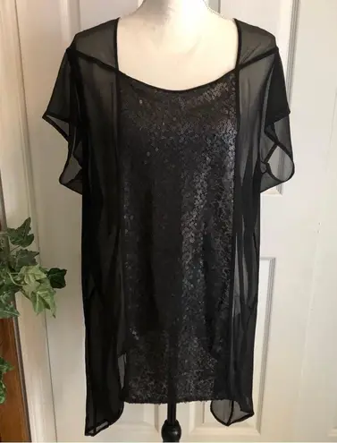 Isabel Toledo black sheer sequin hi low top 14/16