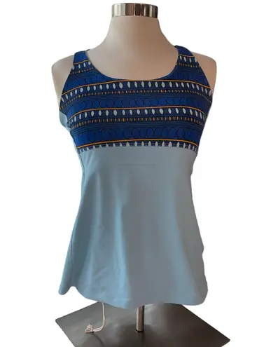 Jerdog workout shirt crisscrossed straps built in bra medallions print Sz small