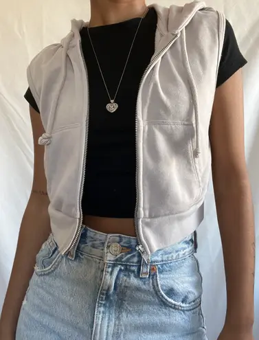 H&M Sleeveless Cropped Zip Up Hoodie Jacket