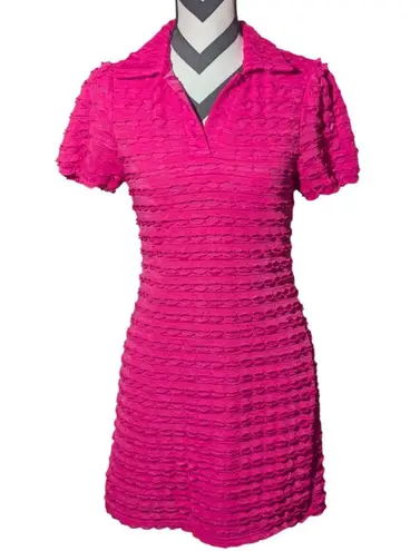 Ces Femme M Hot Pink Textured Y2K Mini Dress Size M