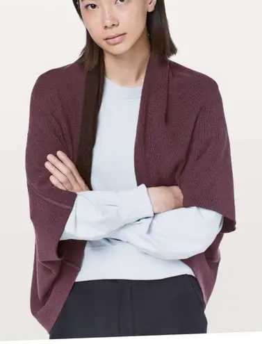 Lululemon  merino wool one size‎ Exaltation wrap burgundy fall coverup sweater - Image 1
