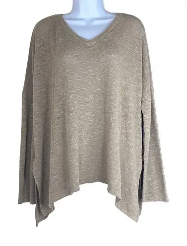 Talula Talulla Tan Oversized V Neck Long Sleeve Stretch Pullover Sweater Medium Boho