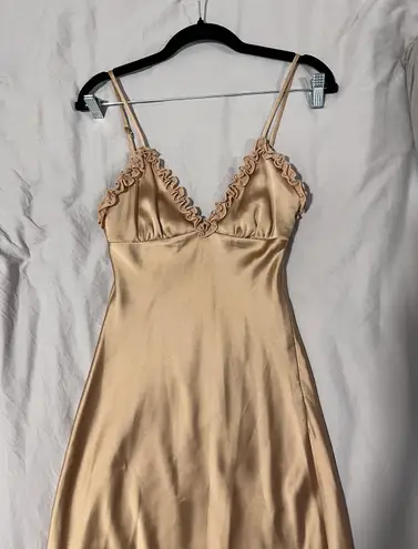 ZARA Gold Satin Midi Dress