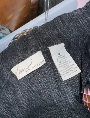 kim rogers Women’s Medium Faux Fur Knit Vest Black Zip Front Sleeveless