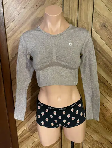 Ryderwear Women’s Grey Marl Staples Seamless Long Sleeve Active Cropped Top