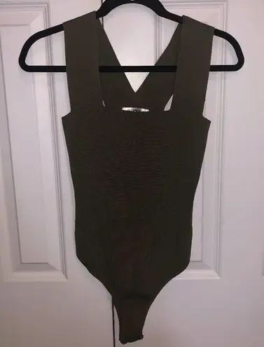 LF  Seek the Label Square Neck Bondage Bodysuit Olive / Army Green Sleeveless