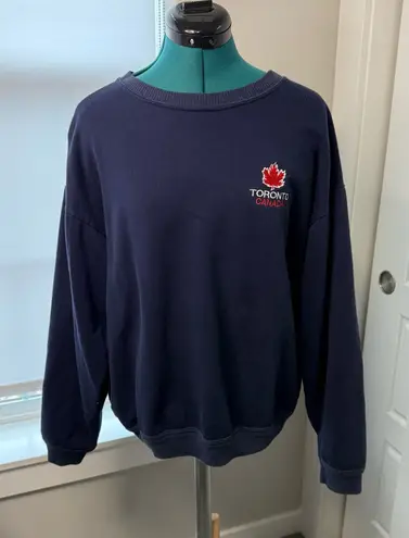 Vintage Navy Blue Toronto Canada Pullover Sweatshirt Cotton Blend Medium