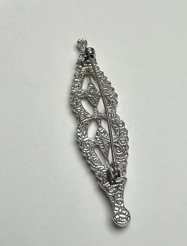 1928 Collection Rhinestone Art Deco Style Brooch Pin Silver Tone