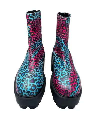 Bumper Chunky Y2K Cheetah Platform Heel Purple Blue Boots