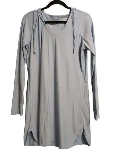 Coolibar Seacoast Swim Cover Up Dress Blue Tunic Long Sleeve Hooded Size M Size M