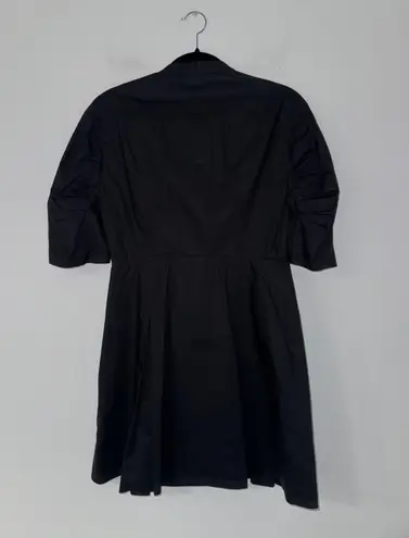 Frame Pleated Cotton Poplin Mini Dress S Black