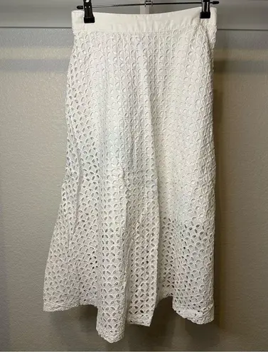 Elle White Eyelet Midi Skirt