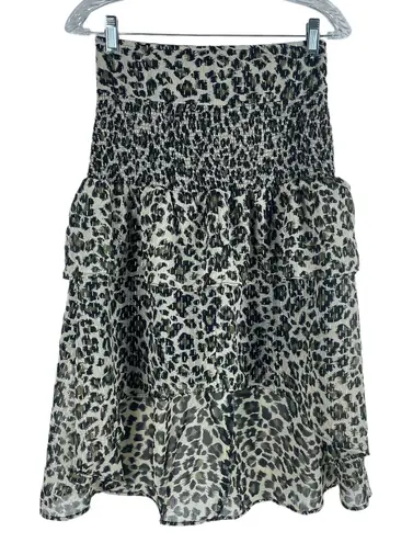 Walter Baker Minty Skirt Olive Leopard High Low Size 4