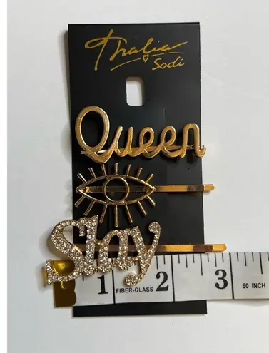 Thalia Sodi Gold-Tone “Queen, Slay & Eye” 3-Pc. Set Bobby Pins Sz OS