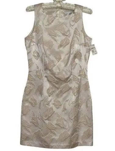 NWT VIntage S Cream Jay Jacobs Satin Jacquard Floral Tulip Mini Dress Sleeveless Size undefined