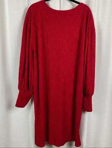 Eloquii Red Long Puff Sleeve Ribbed Shift Dress Sz.14/16
