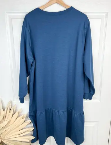 Caslon Women's Blue Drop Waist Sweatshirt Dress Long Sleeve Size XXL