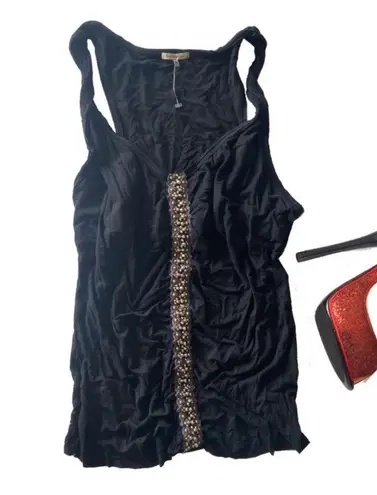 Bordeaux new ске Beaded Seamless Stretch Twisted Strap Top ске Black ске Medium