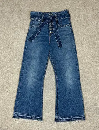 Veronica Beard Marlene Corset Wide Jean Terrain High Waist Cropped Size 28