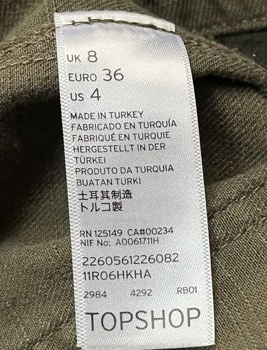 Topshop  Lightweight Distressed Utility Shirt Jacket Army Green Size 4
