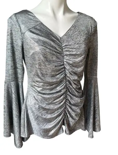 Thalia Sodi Ruched Bell-Sleeve Shimmer Top, Created for Macy's, Sz S