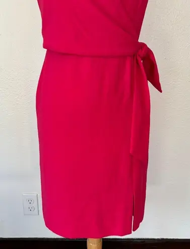 Jones New York Vintage 90's Solid Hot Pink V-Neck Sleeveless Wrap Dress