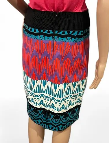 Plenty By Tracy Reese Multicolor Geometric Print Skirt Size 2 Stretch Waistband
