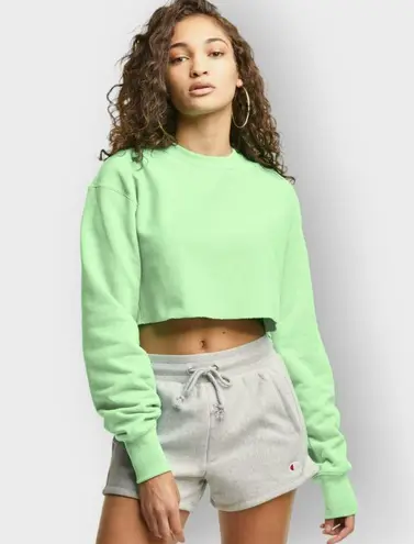 Champion  Cropped Sweatshirt Reverse Weave Crew Mint Green Size Medium Pastel NEW