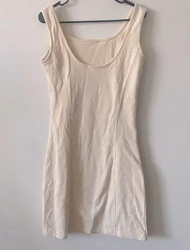 Halara NWT  Mini Tank Chill In My Feels U Neck Plain Bodycon DRESS in Cream