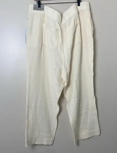 Soft Surroundings  Beach Bound Pants Pull On Gauze Straight Crop Ecru Size 3X