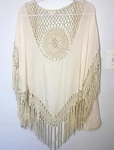 Everleigh NWT Macrame Boho Vest Ivory Sz Small Fringe Hippie Festival