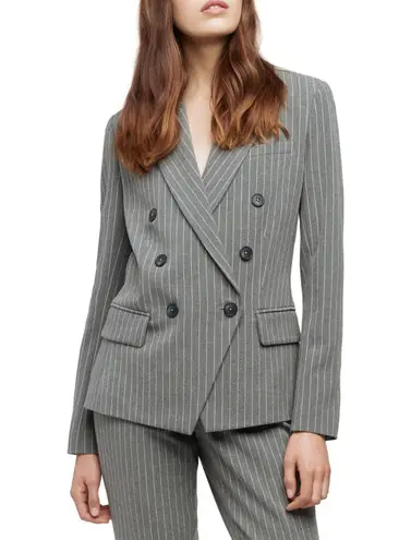 L'Agence Kenzie Double Breasted Blazer Jacket Pinstripe Gray Classic Preppy US 4