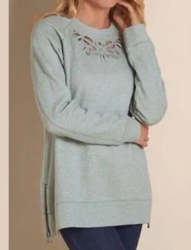 Soft Surroundings Large Top Sweatshirt Urban Chic Sage Green Comfy Soft Cotton