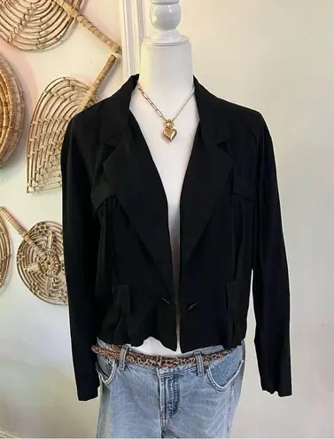 Vintage Connection Cropped Black Jacket 90s Minimalist Blazer Paris NY LA M Size M