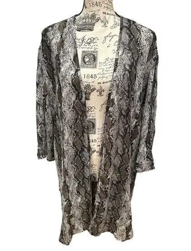 Band of Gypsies  Black Sheer Snakeskin Print Kimono Swim Cover Up XS S