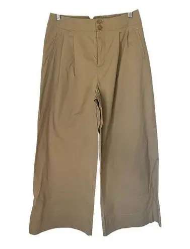 Maeve by Anthropologie Pleated Wide Leg Cropped Ankle Pants in Beige Womens sz 8