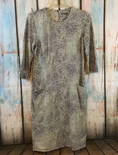 J. McLaughlin  Black & White Animal Print Stretchy Dress with Pockets Size M