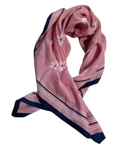 Rivateade Paris Pink Floral Square Scarf 26x26 Je Taime Print Lightweight Access