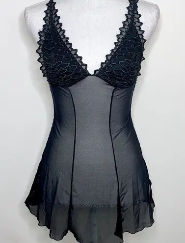 Vintage Escante Mesh Babydoll Slip Black