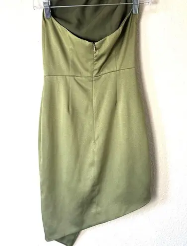 Elliatt Camo Green Asymmetric Satin Halter Mini Dress Size XS