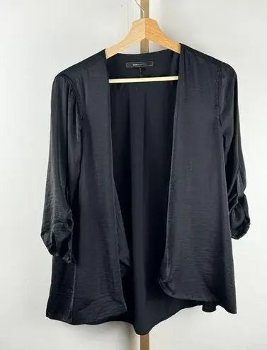 BCBG Maxazria Black Open-Front Shirt w/ Roll Tab Sleeves Sz S / EUC / classy