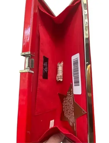 Hot in Hollywood Semi Rigid Red Clutch XL Patent Faux Leather Rhinestones NWT
