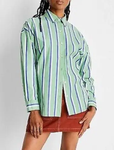Long Sleeve Striped GREEN Button Down Shirt Future Collective Reese Blutstein Size XXL