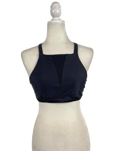 prAna  Women's Black Regan High Neck Bikini Top with Mesh Detail Size Small