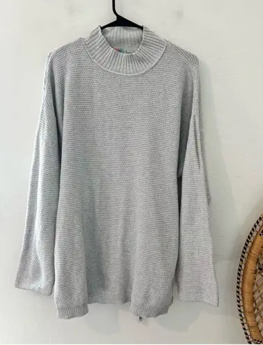 Free People beach light gray byron cotton oversized tie back sweater size medium