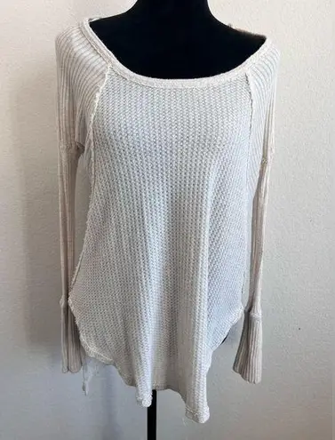 Free People  Women's Cream Waffle Knit Tunic Tops Size Medium