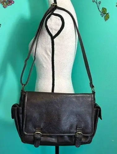Faux leather Messenger/hand Bag Brown
